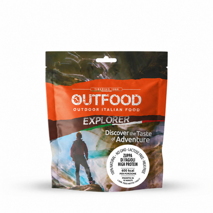 OutFood Zuppa di Fagioli, ricetta outdoor naturale pronta da preparare per trekking, campeggio e avventure all’aria aperta.